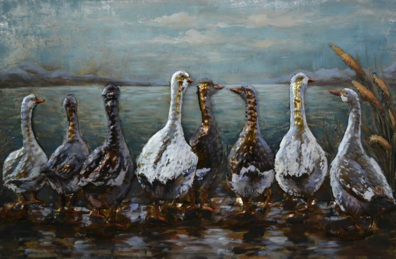 3D Metal Art Schilderij - Wilde Ganzen