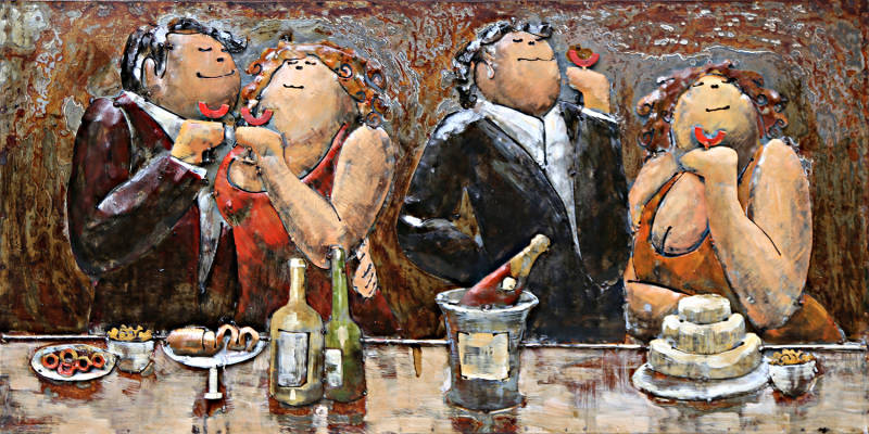 3D Metal Art Schilderij - Dikke Dames Cheers