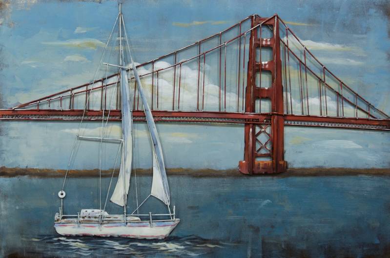 Origineel 3-D Schilderij Golden Gate Bridge 80 x 120 cm #610