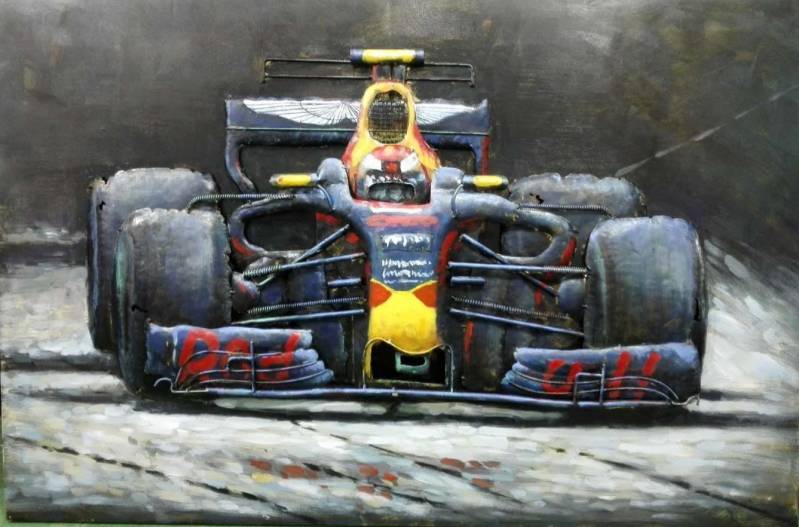 3D Metal Art Schilderij van MAX VERSTAPPEN in Red Bull Honda Formule 1 