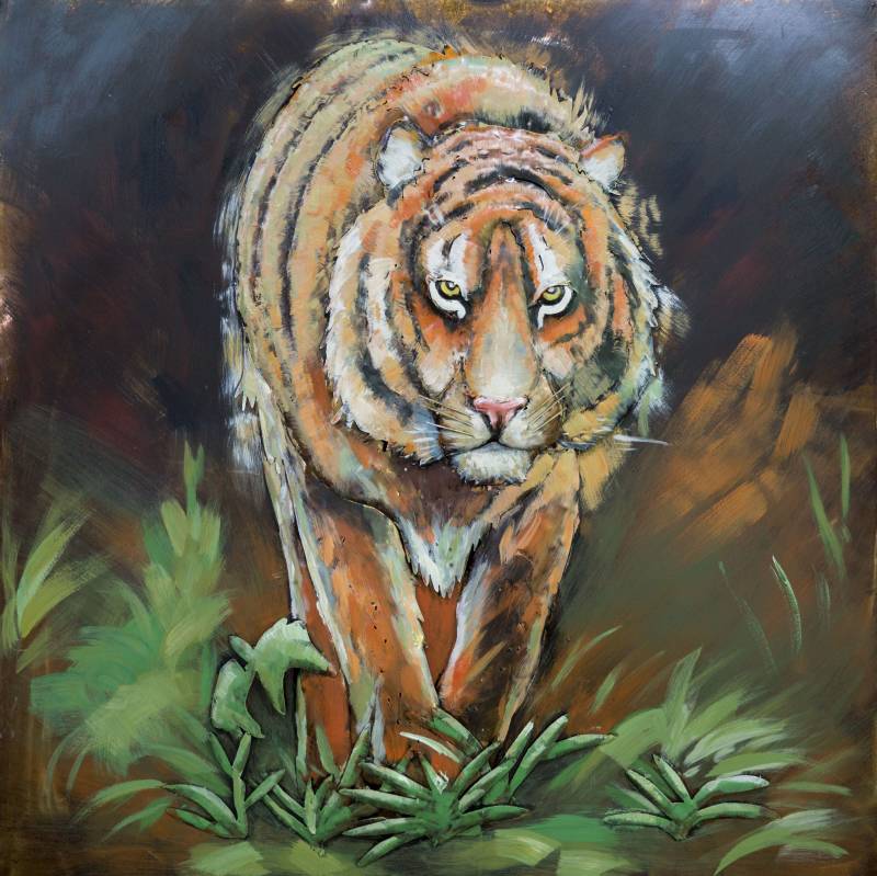 Origineel 3D Schilderij - Metal Art "Tijger in 't Wild" # 626