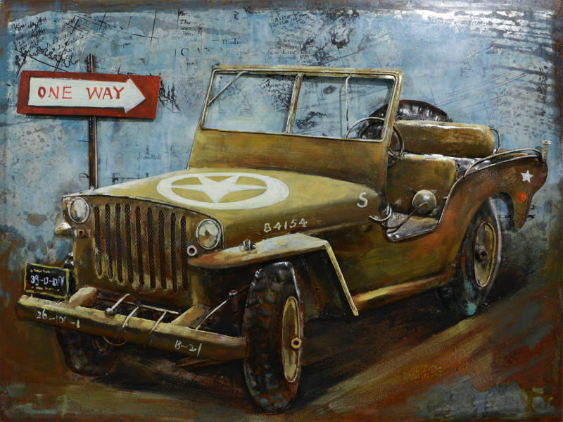3D Metal Art Schilder - Willy's Jeep