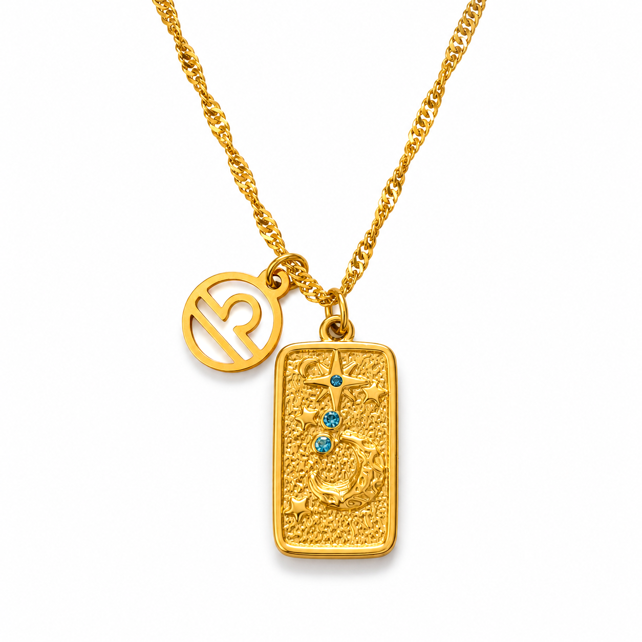 personalisierbare Aqua Zodiac Halskette