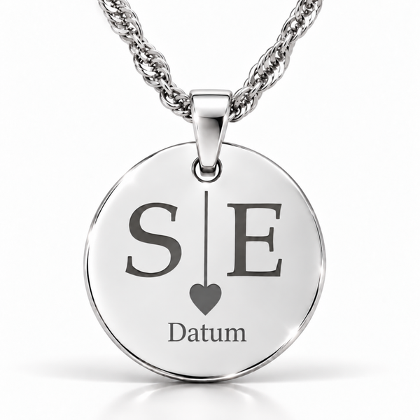 "Initialen der Liebe" Halskette mit Initialen und Datum