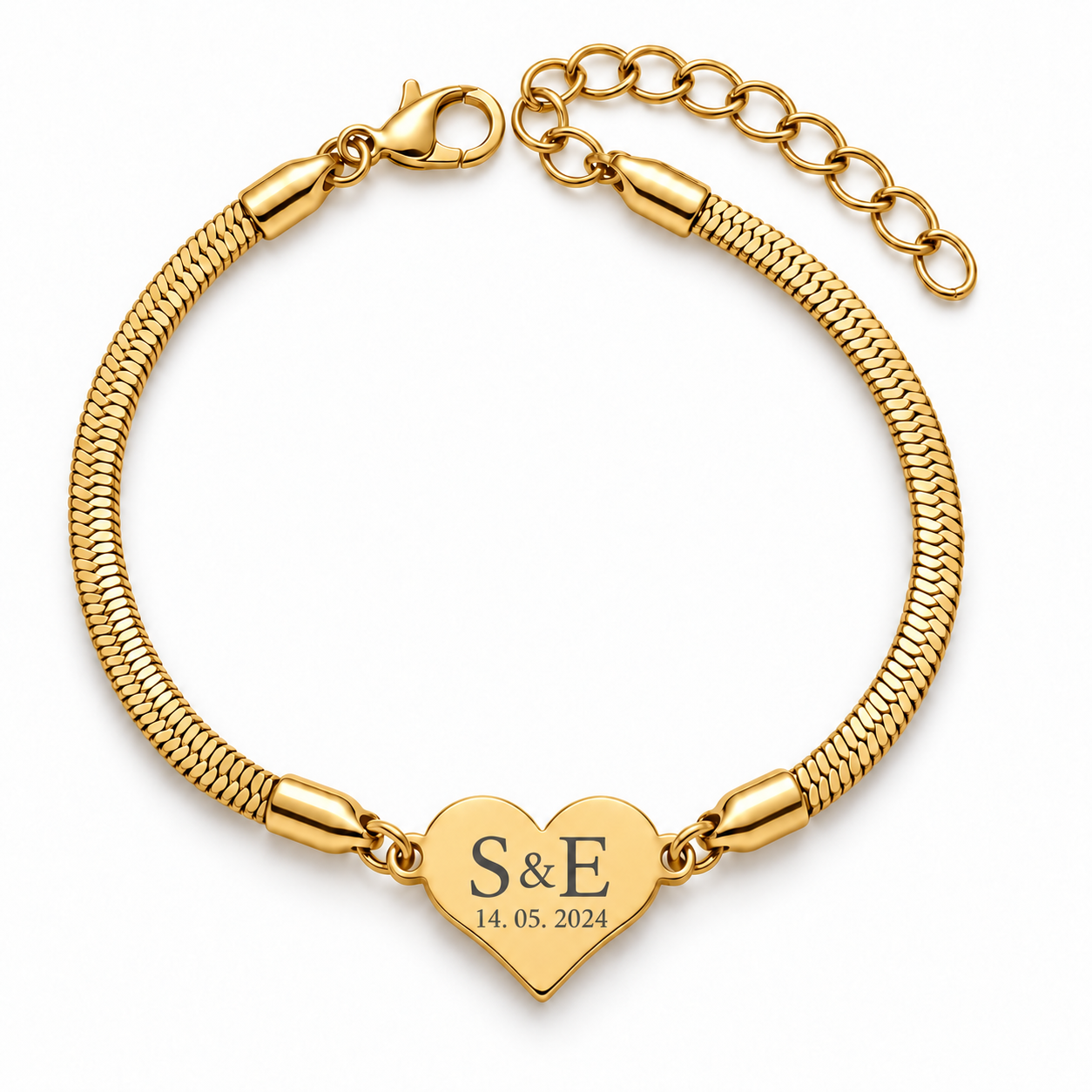 "Initialen & Datum der Liebe" Armband gravieren lassen
