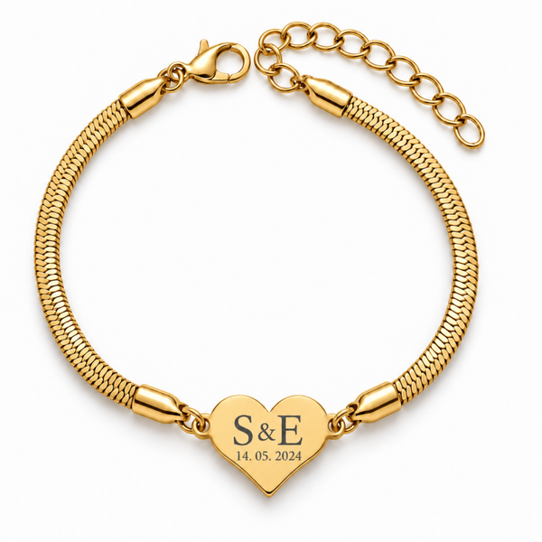 "Initialen & Datum der Liebe" Armband gravieren lassen