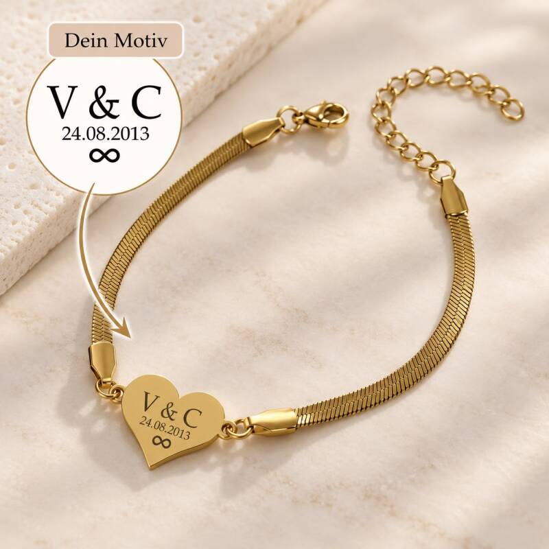 Armband mit zwei eigenen Fotos beidseitig graviert