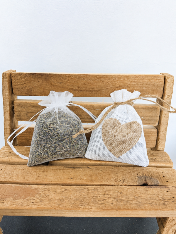 Lot de 2 sachets de lavande bio – Sachets parfumés en organza et tissu de jute