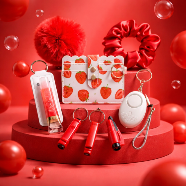 Strawberry Safety Defense Keychain Set