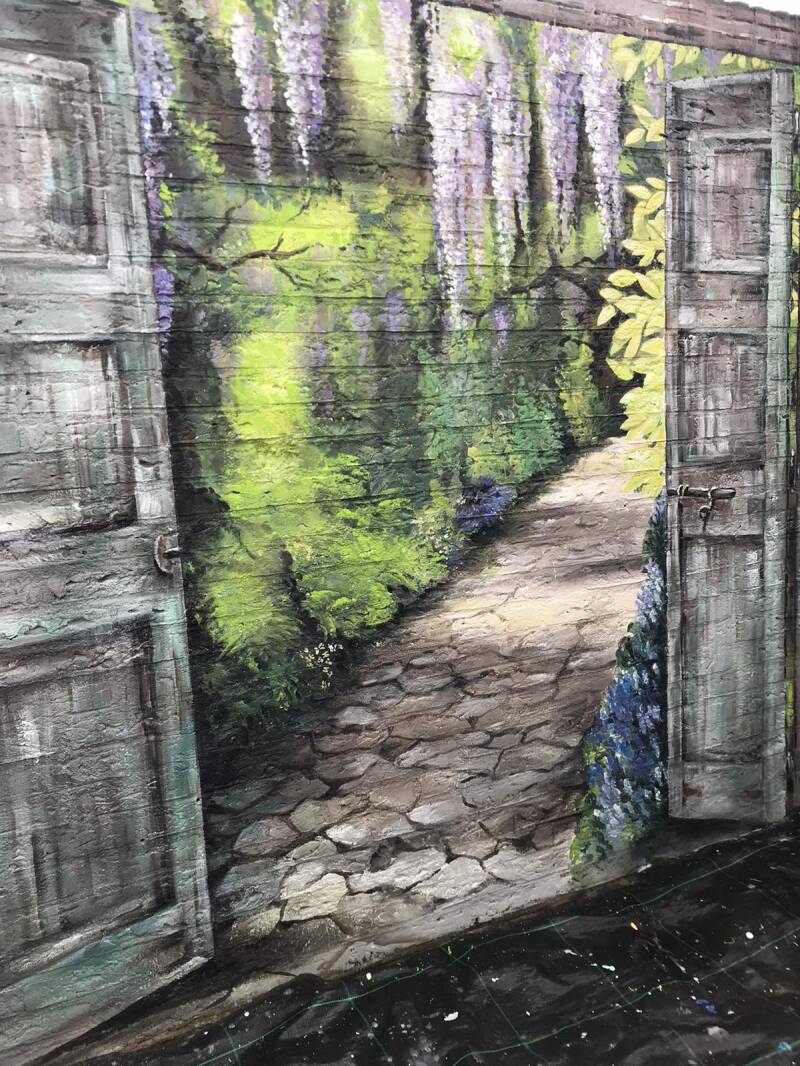 muurschildering tuin