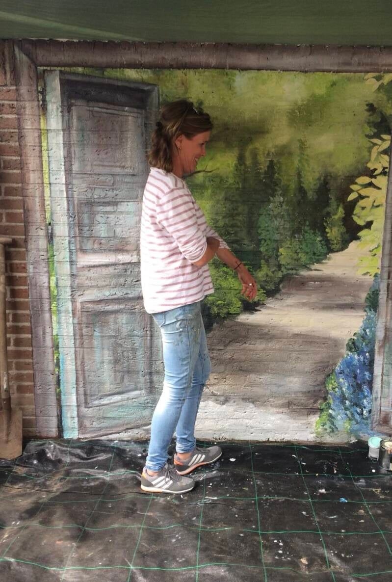 muurschildering tuin