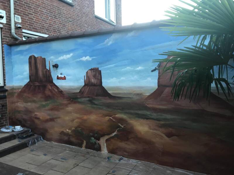 muurschildering tuin