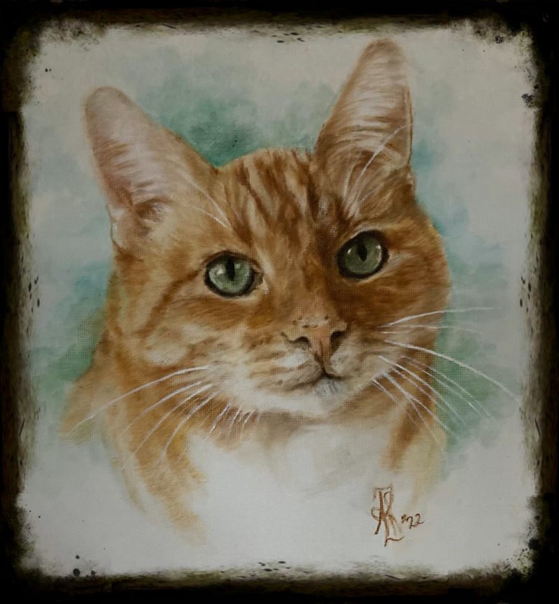 kattenportret in olieverf