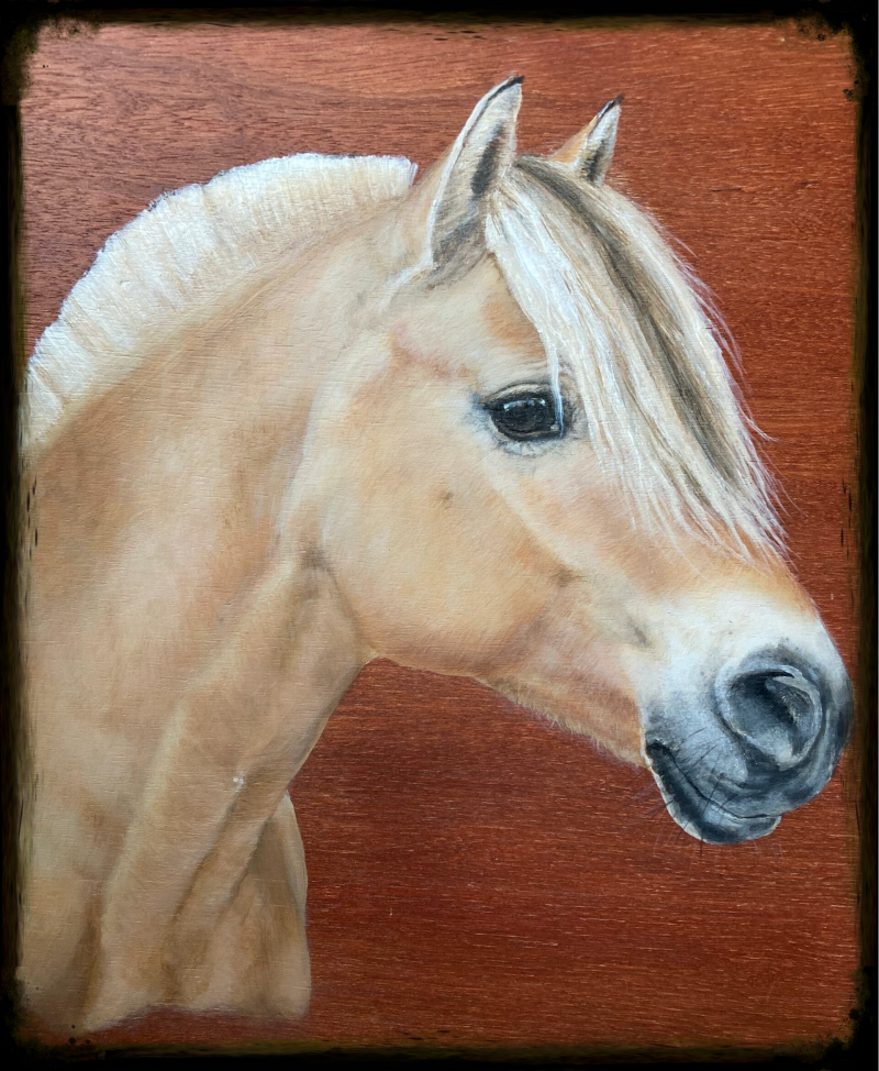 paardenportret in acrylverf