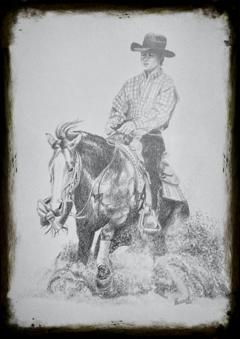 paardenportret in potlood zwart/wit