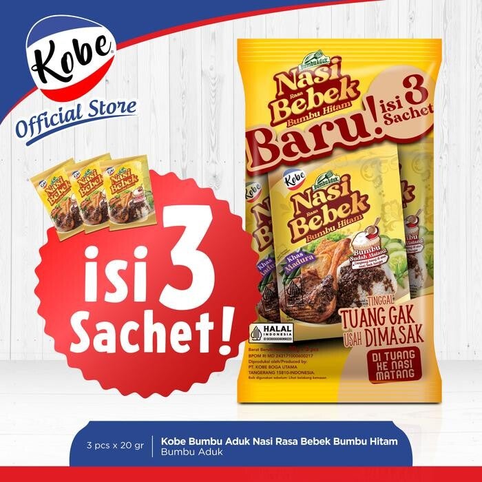 Kobe Bumbu Nasi Bebek Bumbu Hitam 20gr x 3pcs