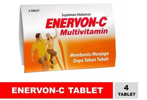 ENERVON-C MULTIVITAMIN C SUPLEMEN DAYA TAHAN TUBUH 1 STRIP ISI 4 TABLET