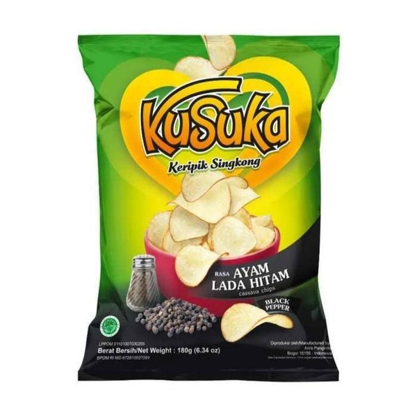 KUSUKA Keripik Singkong Ayam Lada Hitam 180 G