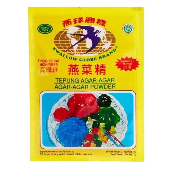 AGAR AGAR SWALLOW GLOBE 1 box isi 12 sachet - Hijau