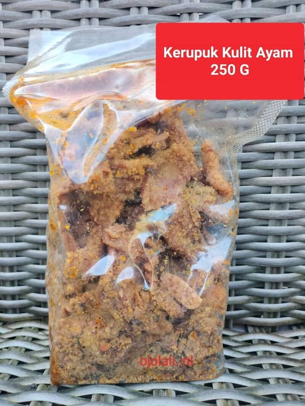 Keripik kulit ayam pedas daun jeruk - 250gr