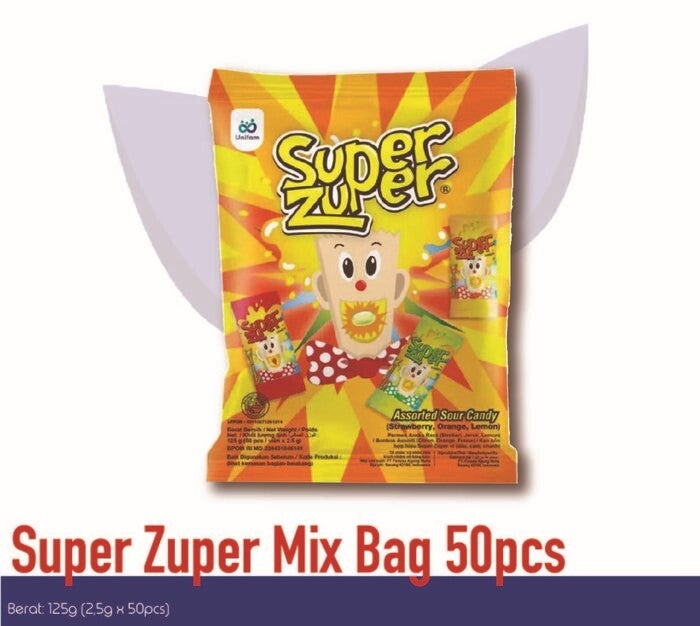 Super Zuper Permen Sour Candy Isi 50Pcs