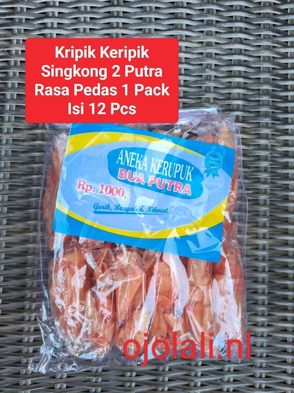 Kripik Keripik Singkong 2 Putra Rasa Pedas 1 Pack Isi 12 Pcs