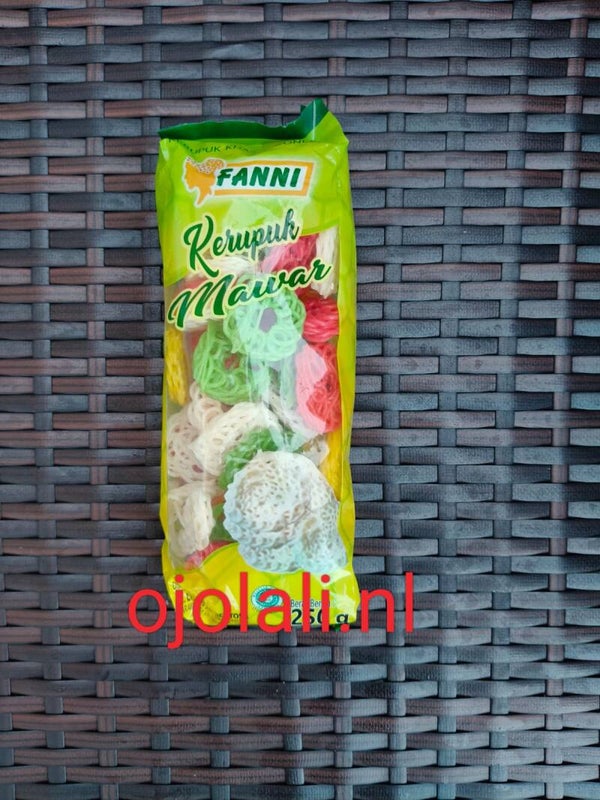 Kerupuk Kampoeng Fanni Kepang Mawar Warna Warni Rose (ongebakken/ mentah) 250 G