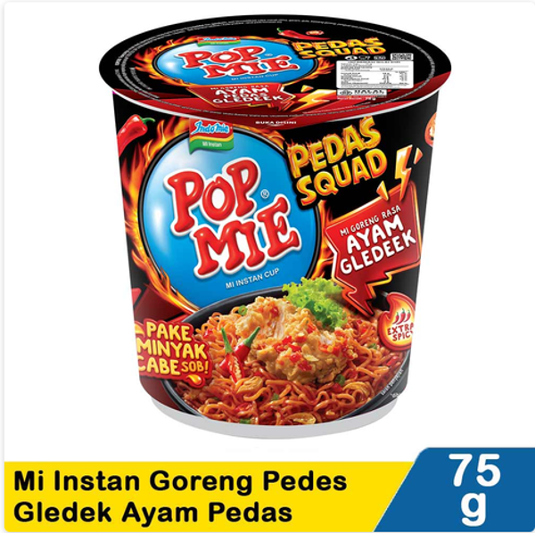 Pop mie mi instan goreng pedes gledeek ayam 75g