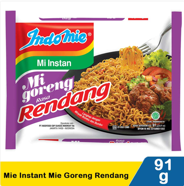 Indomie mi instan goreng rendang 91g