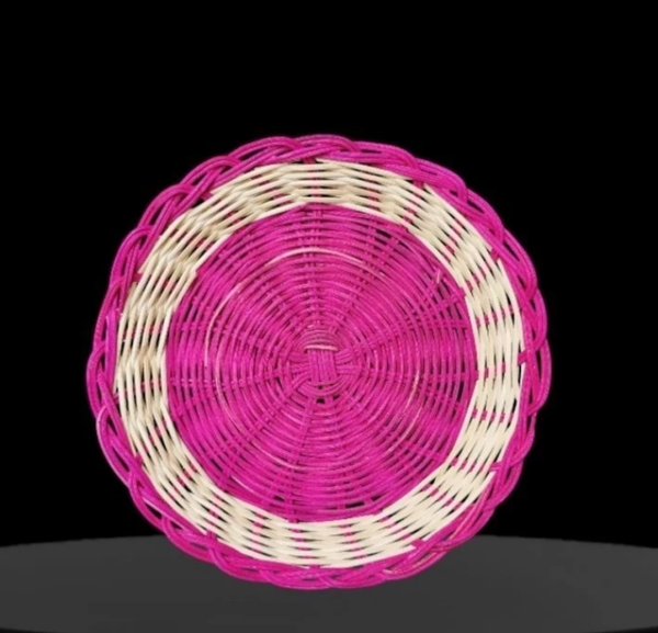 Piring Rotan Lidi Pink 24 cm