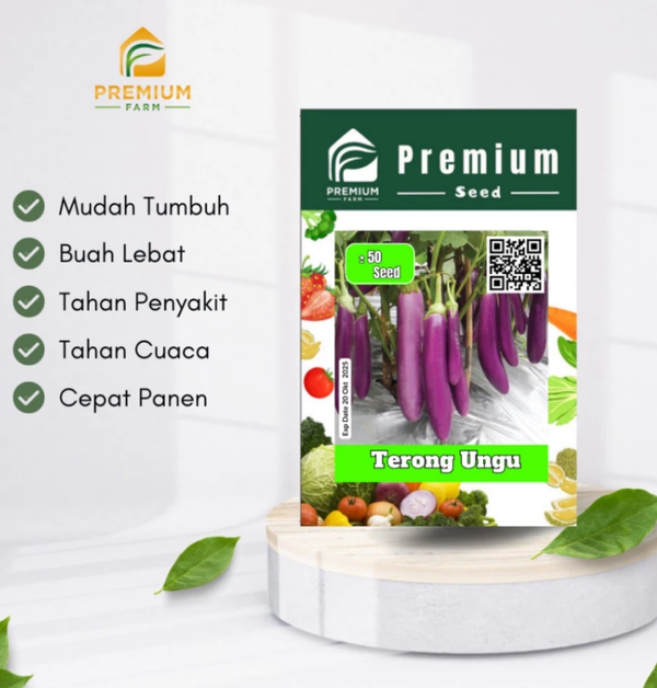 Benih Biji Premium TERONG UNGU per pack