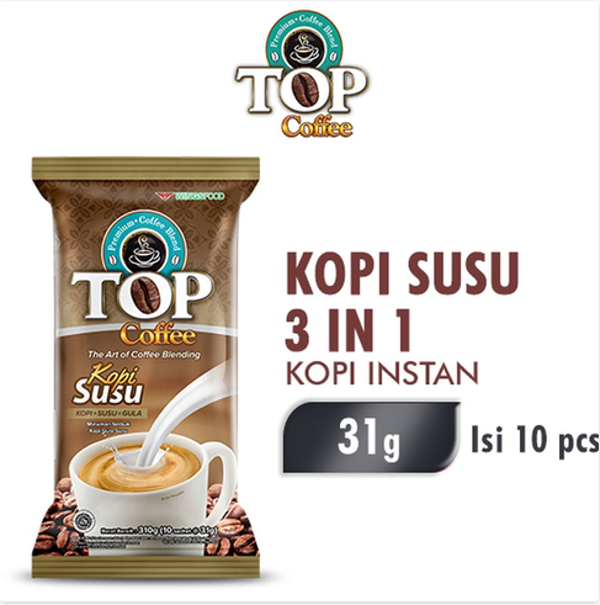 Top coffee kopi gula susu 3 in 1 10x31g