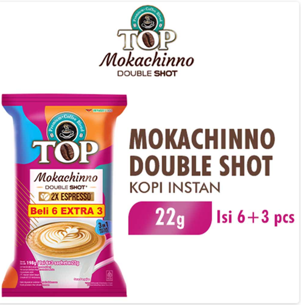 top coffee kopi instant 3 in 1 (6+3) mokachinno 198g