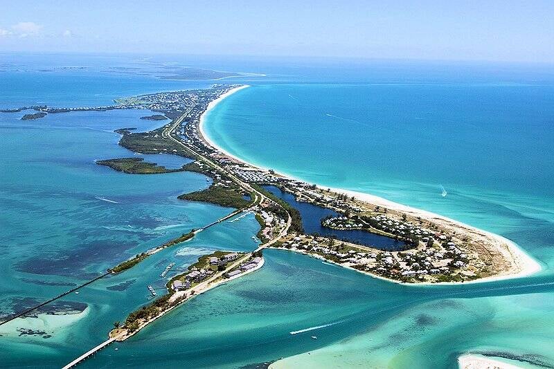 Aerial photo of Boca Grand Island & Waterfront Homes & Condos