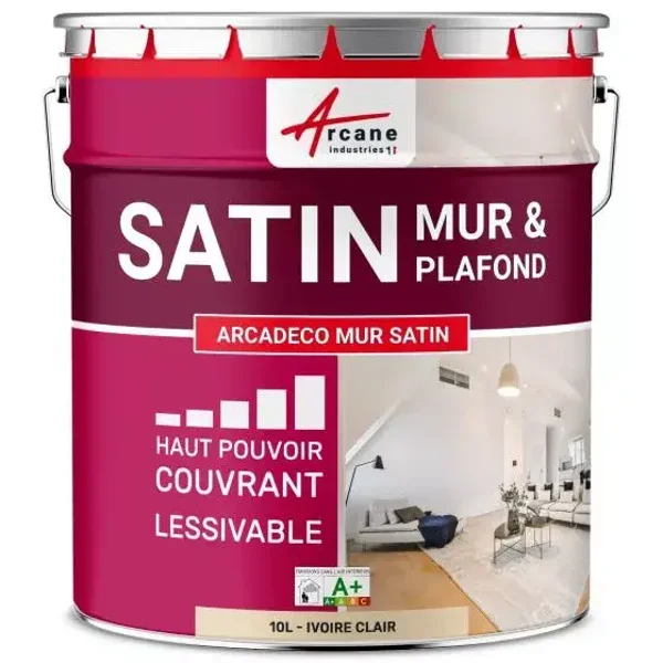 Peinture murale satinée professionnelle – ARCADÉCO MUR SATIN | Rendu lumineux, ultra couvrante et lessivable