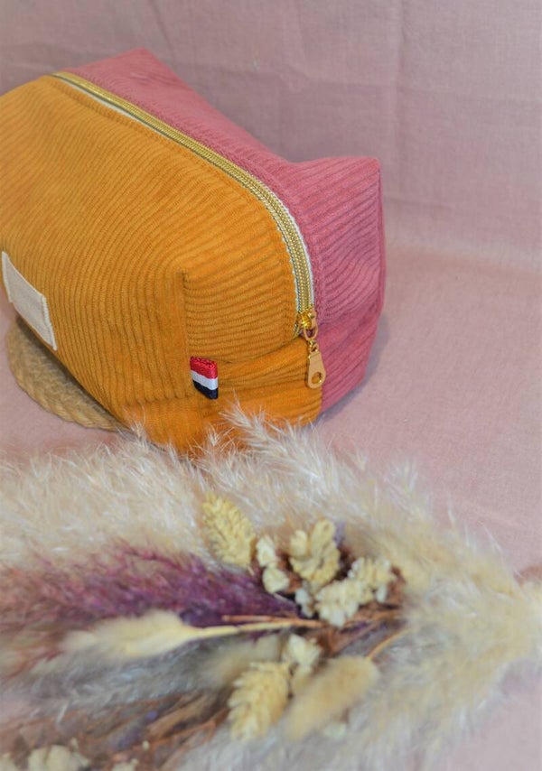 Trousse Velours - Jaune et Rose