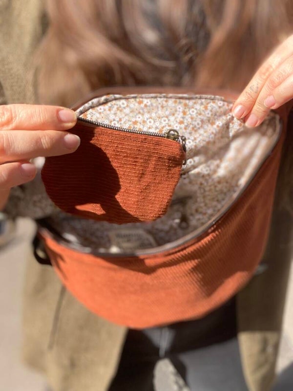 Porte-Monnaie Marron Velours - intérieur Léopard