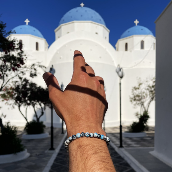 Agaat Natuursteen Heren Armband | Sky Blue