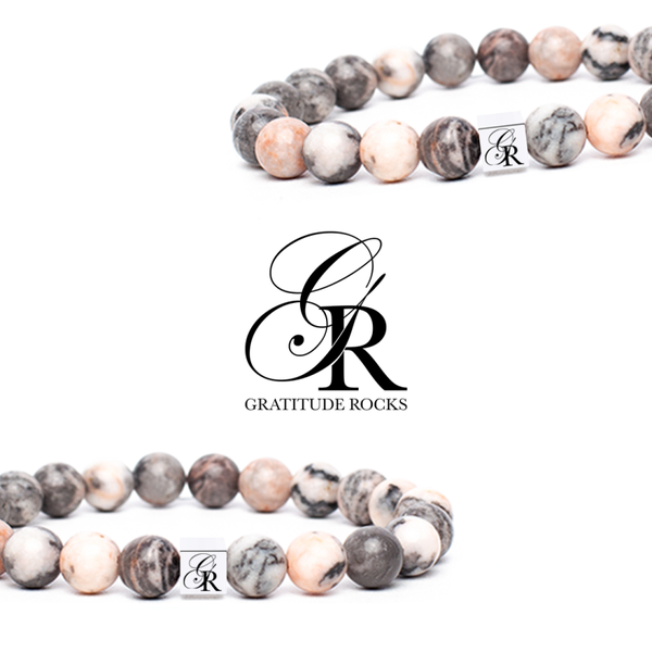 Natuursteen Heren Armband | Grijs Roze