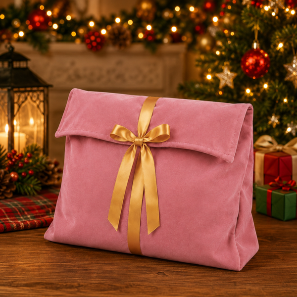 -SWB Velvet & Satin Christmas Envelope Bag -40*35*10cm -Pink (Pre-Order)