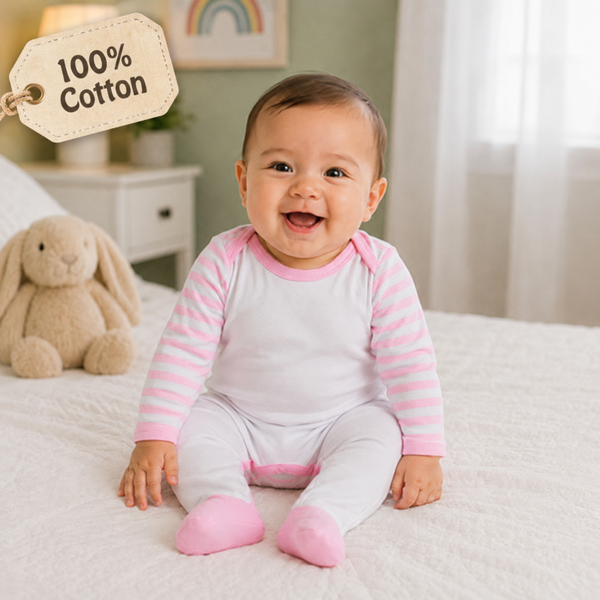 -Cotton Romper -Pink Stripes
