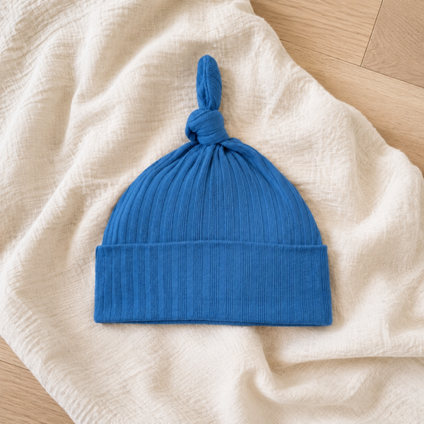 -Ribbed Baby Hat -Azure Blue