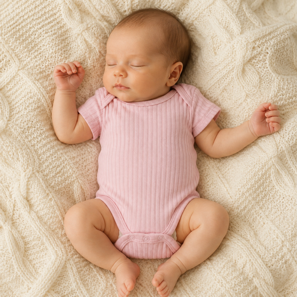 -Ribbed Baby Vest -Dusty Pink