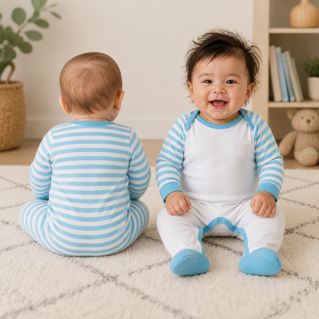 -Sublimation Romper -Blue Stripes