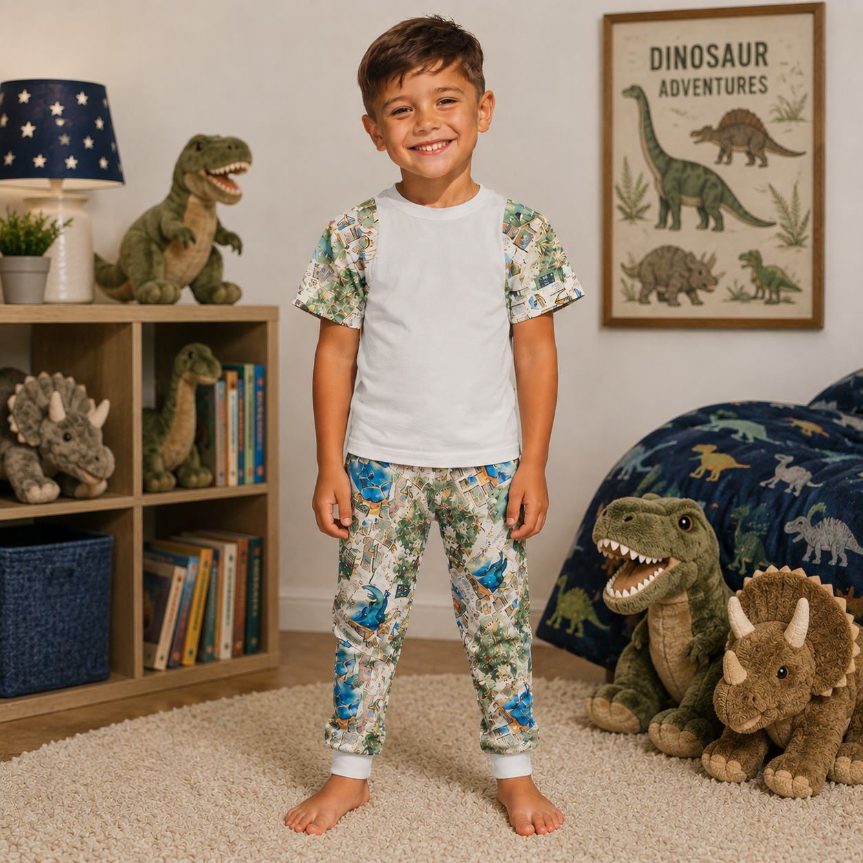 -Kids Dinosaur Museum Print LONG Pyjamas