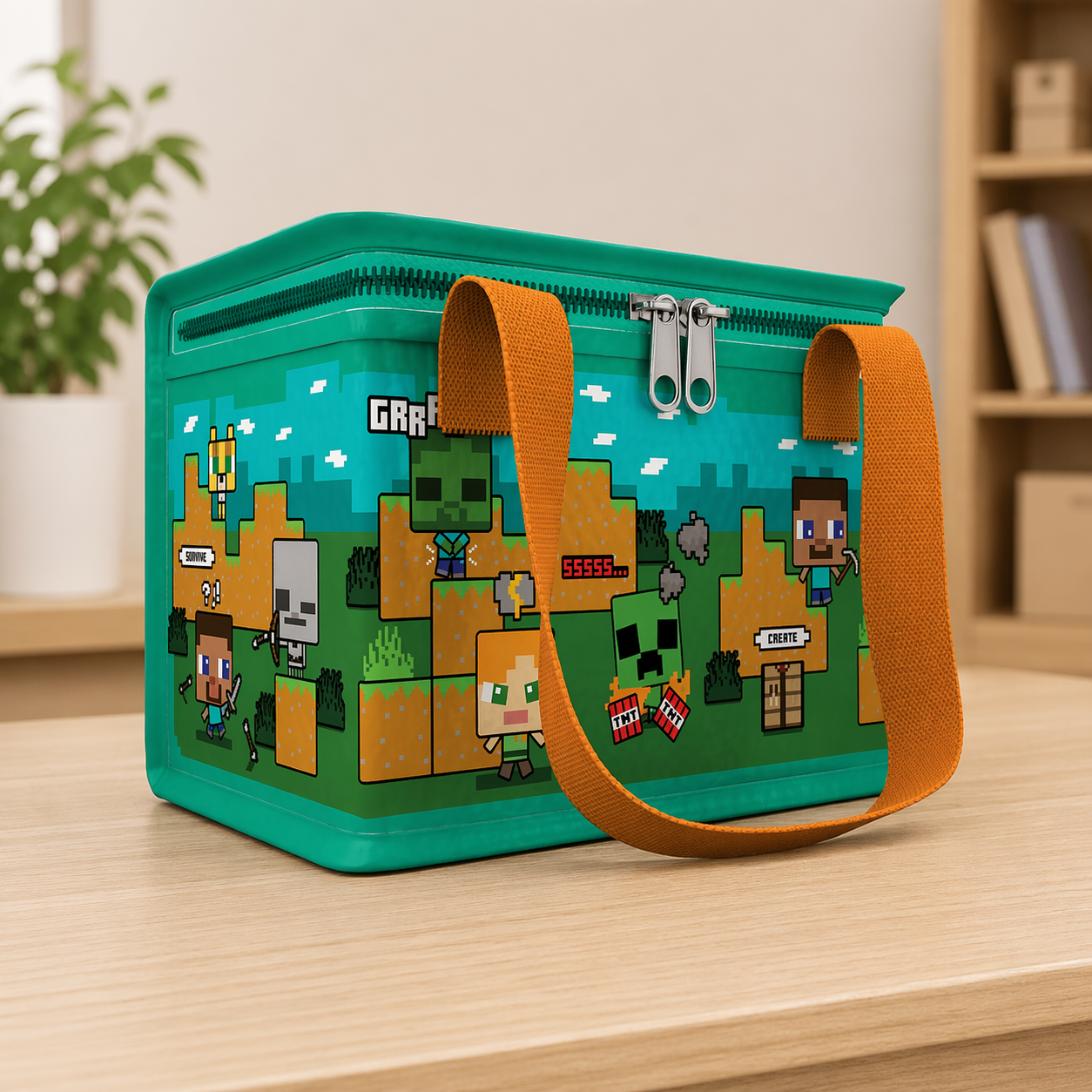-Minecraft Chibi, Steve & Alex Cool Bag Lunch Bag