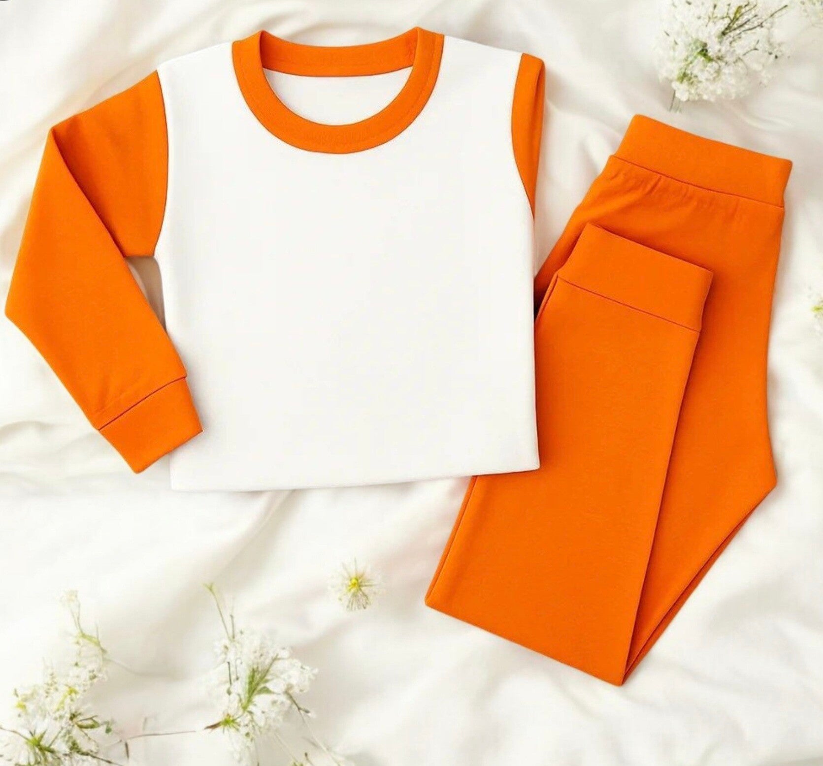 -Kids Orange Pyjamas -LONG