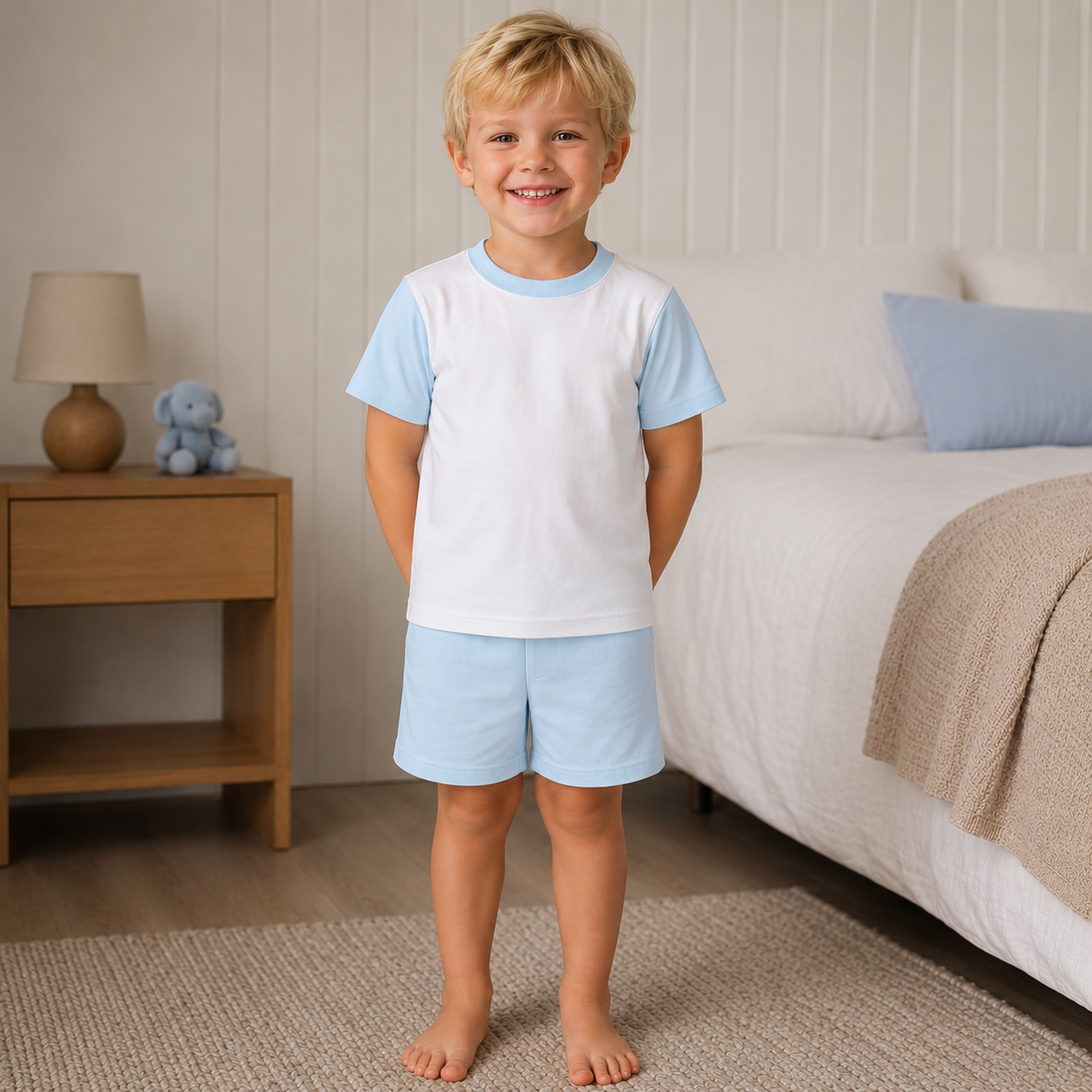 -Kids Sky Blue Sublimation SHORTS set