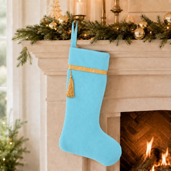 Luxury Velvet & Satin Lined Christmas Stocking -Blue (Pre-Order)