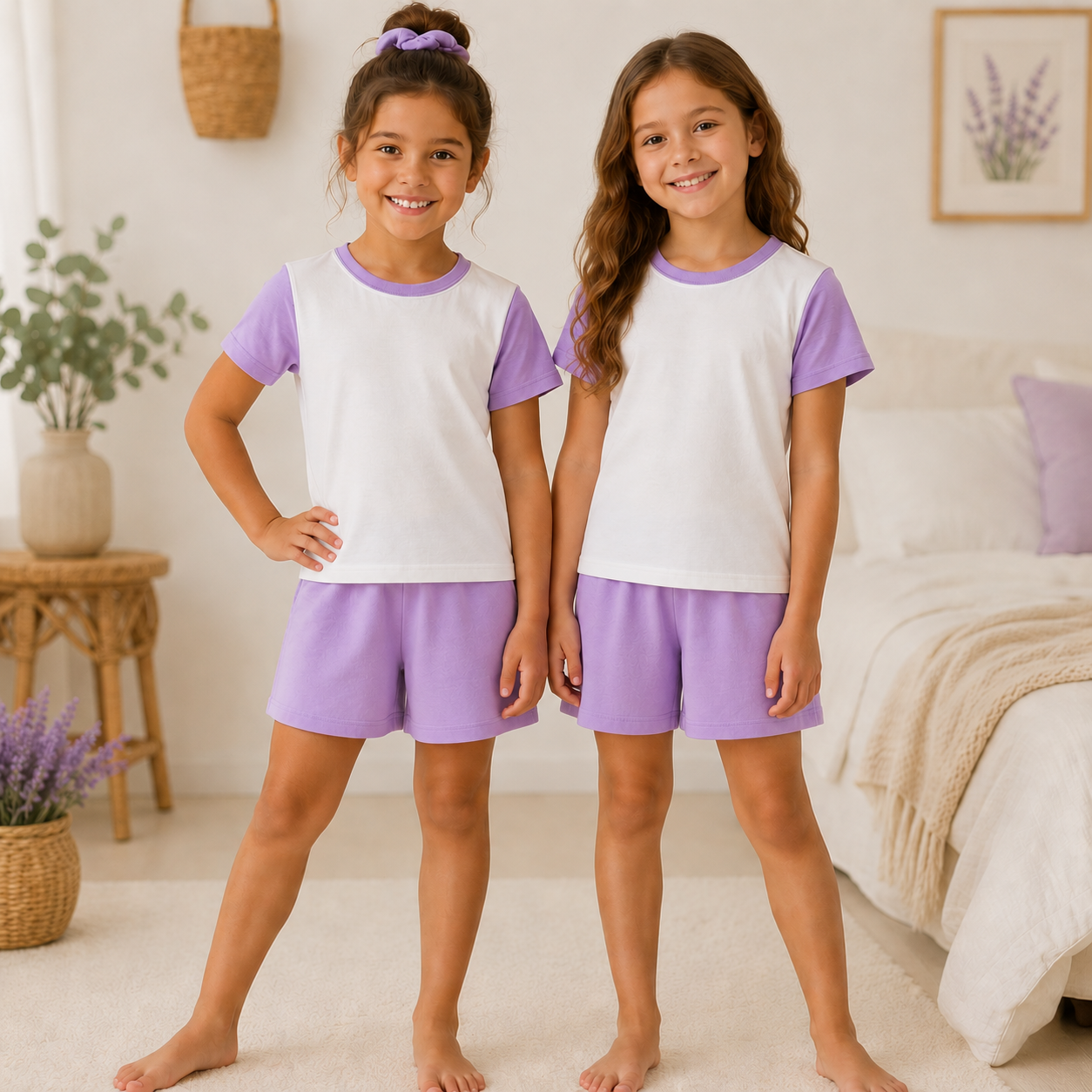 -Kids Lilac Sublimation SHORTS set